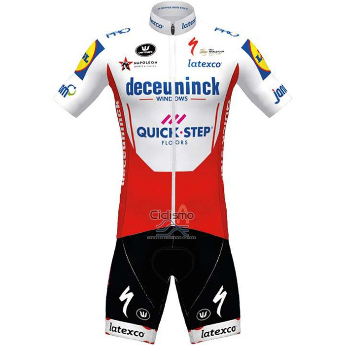 Deceuninck Quick Step Ropa Ciclismo Culotte Corto 2020 Mangas Cortas Blanco Rojo1